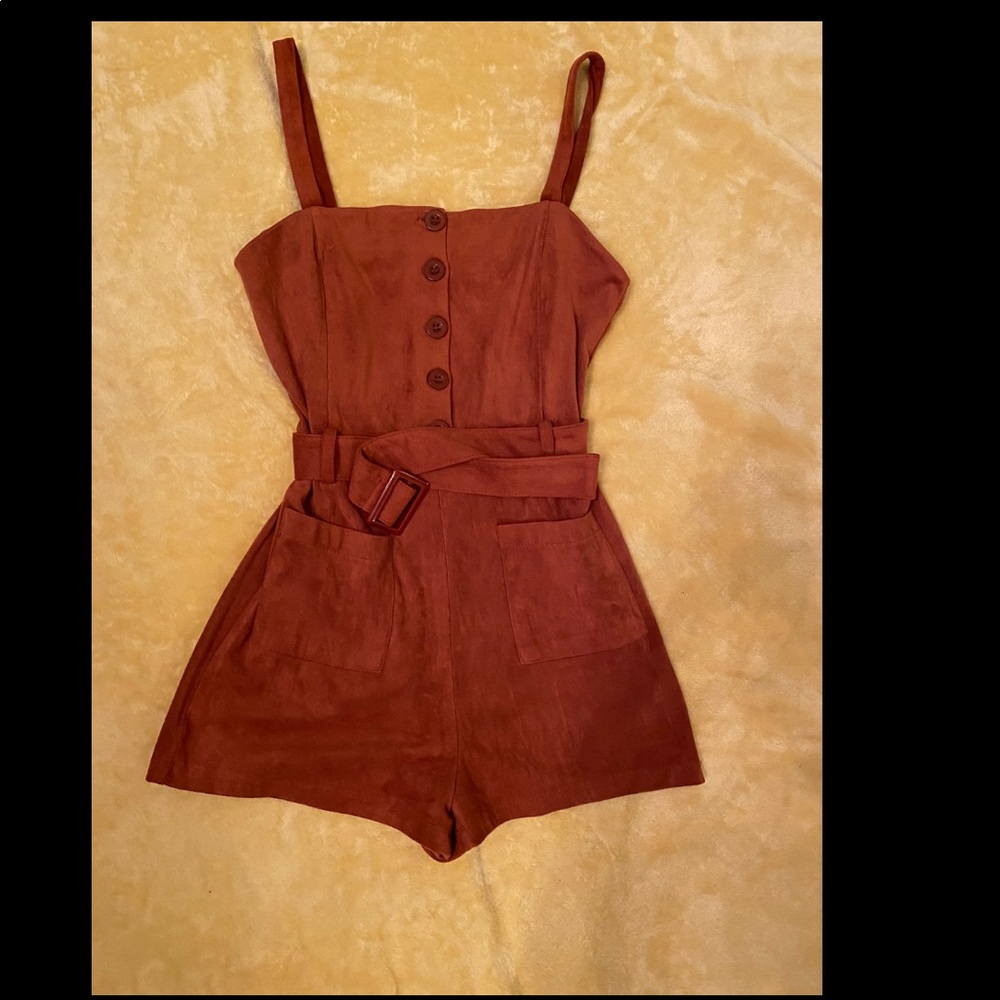 Rust romper with belt